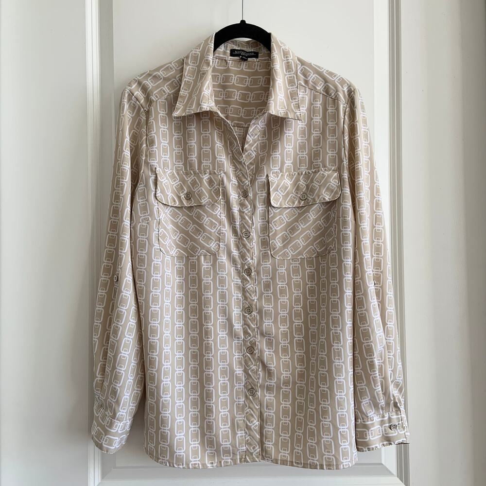 Notations Petite Large Chain Link Button Up Blouse